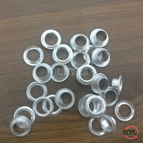 Polished 900 aluminum eyelets and washers, durable, rust-resistant hardware for a variety of crafting and repair projects.
